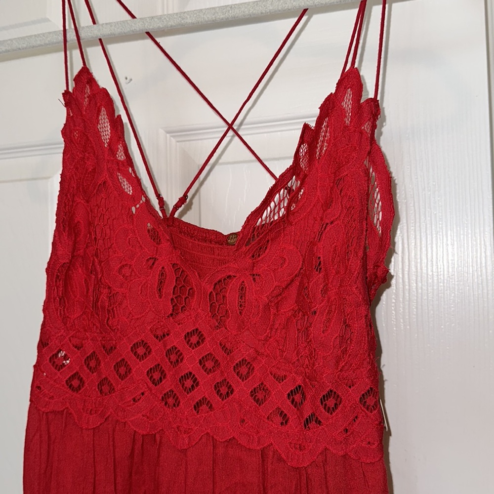 FP Free people Adella red mini lace dress BLOGGER'S FAVE! - Picture 5 of 8